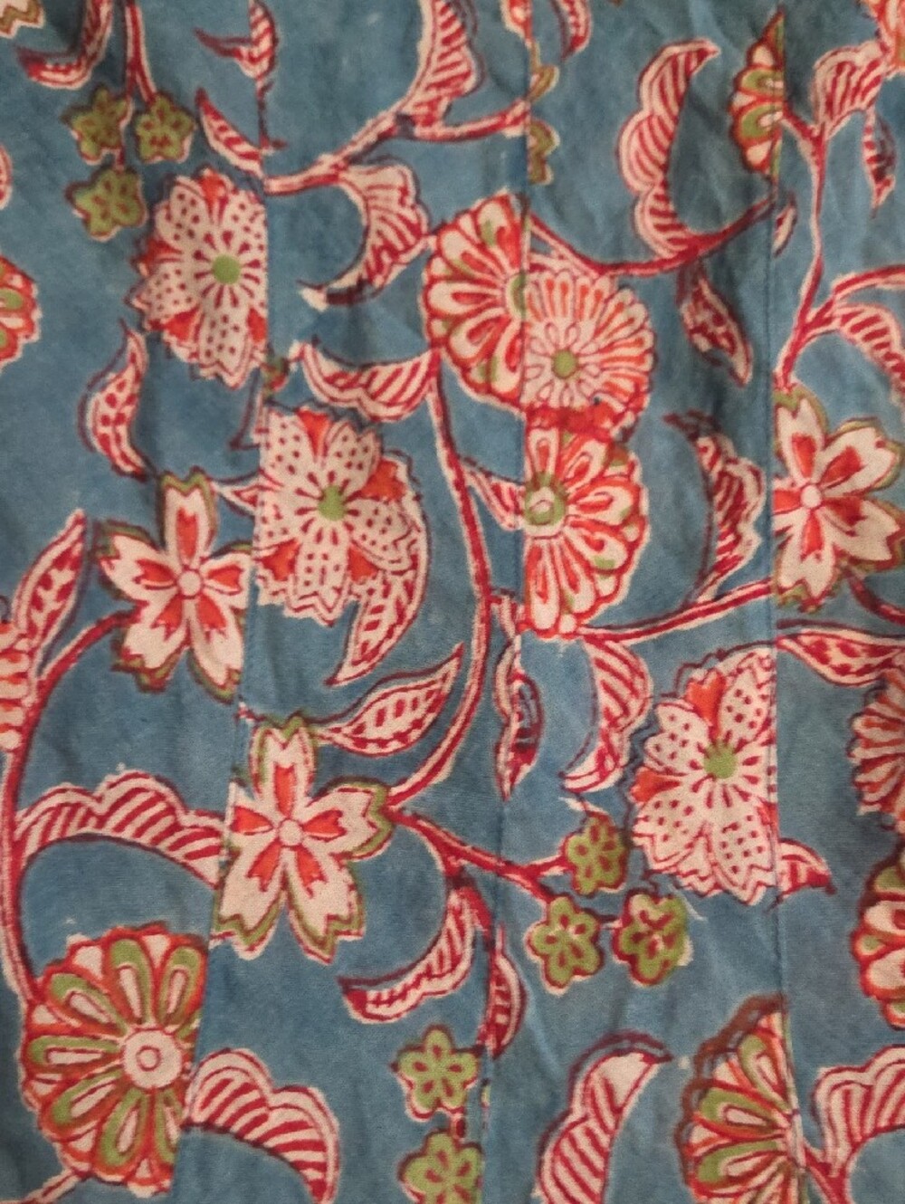 Santa Fe Designer Dress W/ Ruffle Petticoat Blue Red Floral 100% Cotton L Rare - Picture 7 of 11